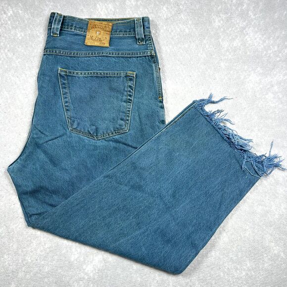 Diesel Basic Jeans Saddle Denim Men’s 36X27 Green Denim Straight Fit Raw Hem